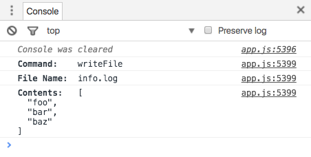 Console Log writeFile